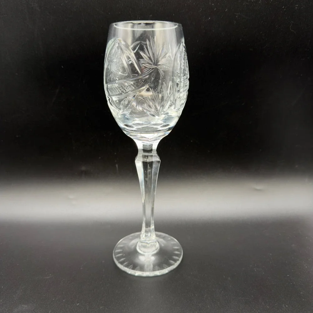 Set of 4 Vintage Nachtmann Lead Crystal Wine‎ Glasses Star Fan Pattern